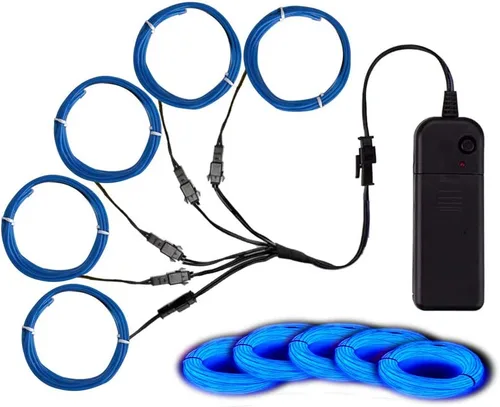 Vista 12 de MaxLax Cable EL, luces de neón portátiles, cable EL 5 en 3.3 ft, alambre electroluminiscente para decoración de Halloween, fiesta de Navidad