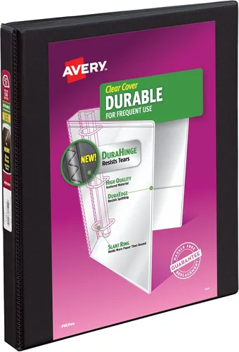 Avery Durable View - Carpeta de 3 anillas, anillos inclinados de 1/2 pulgada, 1 carpeta negra (17001)