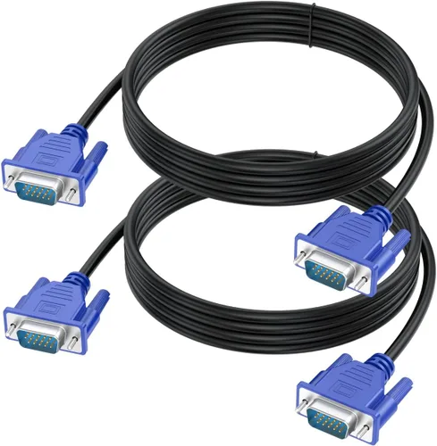 Vista 9 de Cable VGA a VGA de 6 pies, VGA a VGA para monitor de computadora, cable de computadora 1080P Full HD macho a macho, cable blindado HD15, cable