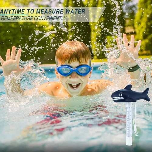 Vista 5 de Termómetro flotante de 2 piezas para piscina con estanque de cuerda termómetro de temperatura del agua con lecturas precisas de temperatura