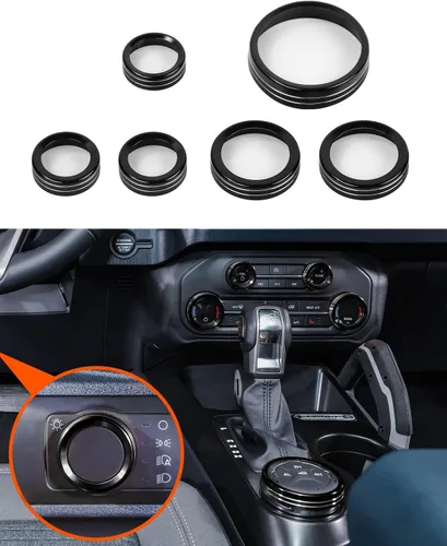 Savadicar CKT01 Billet - Juegos de molduras de perillas de control de aluminio, faros/4WD/HVAC, biseles de anillos de perillas de control de
