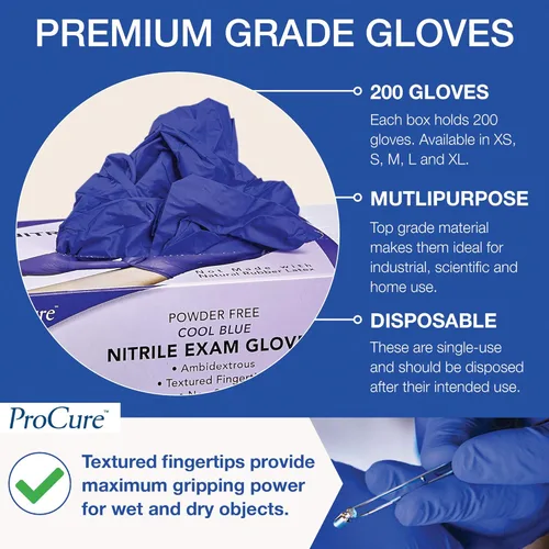 Vista 2 de Guantes desechables de nitrilo – Paquete de 2,000 unidades, sin polvo y látex, guantes de examen médico