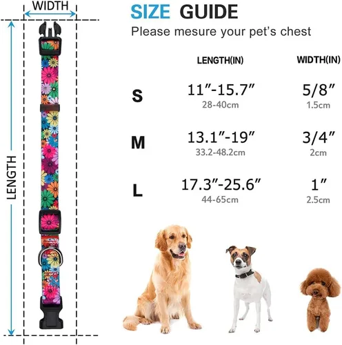 Vista 7 de Rhea Rose Collar de perro para perros pequeños con patrón floral para hembras y perros, talla S