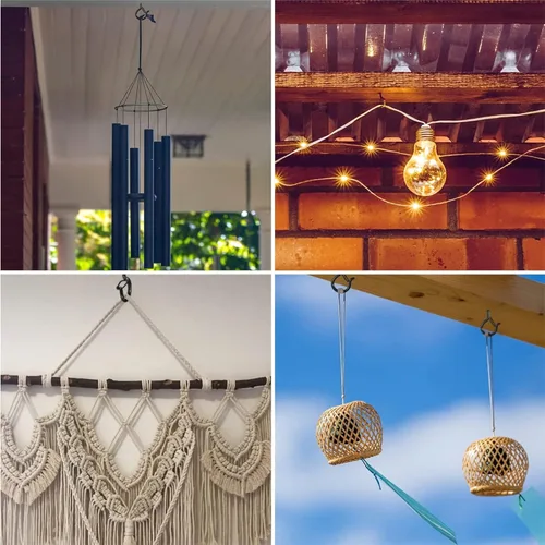 Vista 7 de 10 ganchos Q-Hanger de 3 pulgadas con hebilla de seguridad, ganchos de tornillo para tiras de luces al aire libre, ganchos de techo para plantas