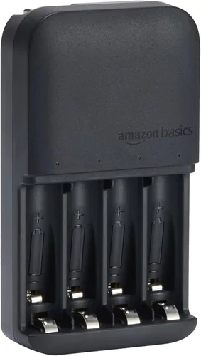 Vista 2 de Yaxa Basics Batería recargable NiMh con cargador de bahía, 8 AAA 800mAh + 8 AA 2000mAh, sin adaptador de corriente alterna, puerto USB C, paquete