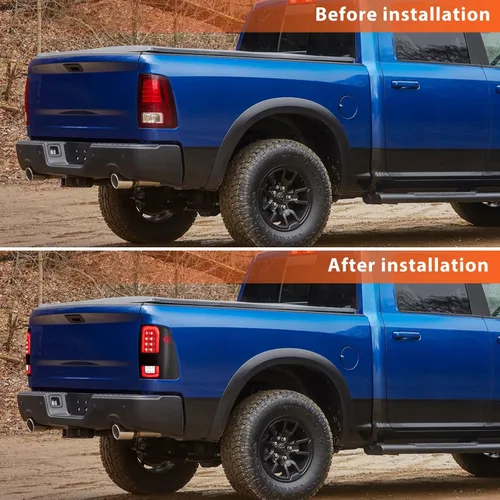 Vista 6 de Conjunto de luz trasera LED compatible con Dodge RAM 1500 2009 2010 2012 2013 2014 2015 2016 2017 2018 Dodge RAM 1500, 2010-2018 Ram 2500/3500