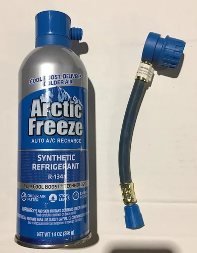 Arctic Freeze Auto A/C Recharge R-134a Refrigerante sintético para uso MVAC en un recipiente autosellante de 14 onzas con Stop Leak - Incluye 14