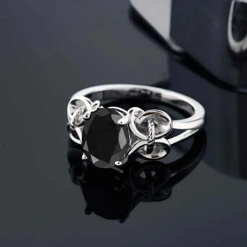 Vista 4 de Gem Stone King Anillo de compromiso ovalado con piedra natal para mujer, plata de ley 925, ovalado de 0.354 x 0.276 in, anillo de compromiso