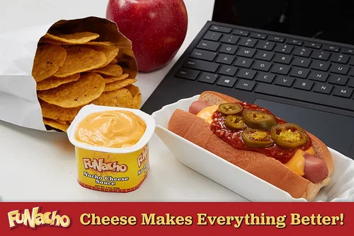 Vista 3 de FUNacho Salsa de queso nacho Deliciosa salsa de queso Condimento perfecto para nachos, perritos calientes, pretzels y papas fritas Queso