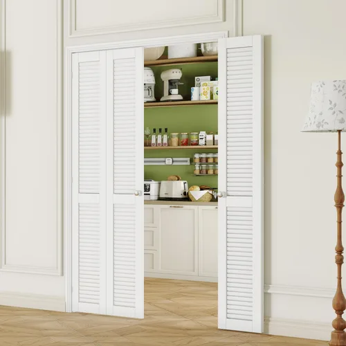 Vista 11 de Puerta Plegable de 180 Grados, para Aberturas de Puerta de Despensa de 24″x 80″, Puerta Plegable Blanca 1-Lite con Vidrio Esmerilado con Conjunto