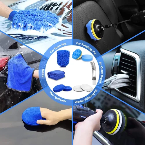 Vista 5 de Juego de 30 cepillos para detalles de automóvil, kit de limpieza de automóvil, herramienta de limpieza de parabrisas de automóvil, kit profesional
