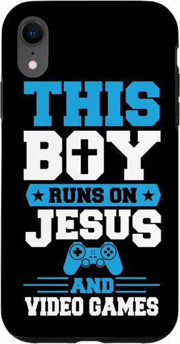 Vista 25 de This Boy Runs On Jesus And Video Games Christian Gamer Case for iPhone 16