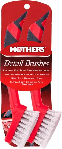 Mothers Car Detailing Brush for Stain and Hair Removal on Vinyl and Leather Seats - 2 Pack