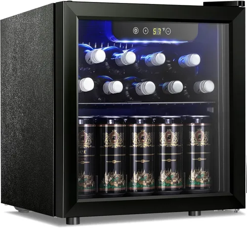 Antarctic Star Mini refrigerador para 12 botellas de 48 latas con puerta de vidrio para cerveza, bebidas gaseosas o vino, refrigerador de bebidas