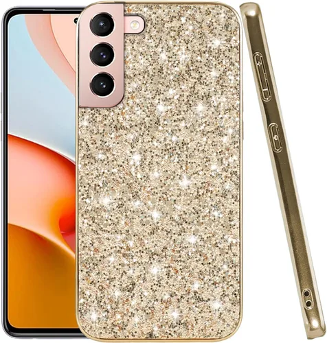 Vista 11 de Funda compatible con Samsung S21 Plus con purpurina a prueba de golpes, para Samsung Galaxy S21 Plus, funda protectora delgada de TPU suave y Negro