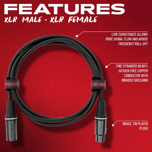 Vista 2 de de Gator Cases Serie Compositor Deluxe Cable de Micrófono XLR de 3 Pies, (GCWC-XLR-03)