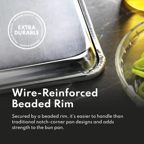 Vista 6 de New Star Foodservice Bandeja de aluminio de calibre 16 resistente (paquete de 12 "18 x 26 x 1")