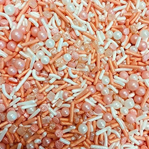 Vista 2 de COOL MOM SPRINKLES Gránulos dorados de melocotón (4 onzas) – Gránulos temáticos elegantes para decorar pasteles de cumpleaños, cupcakes, galletas