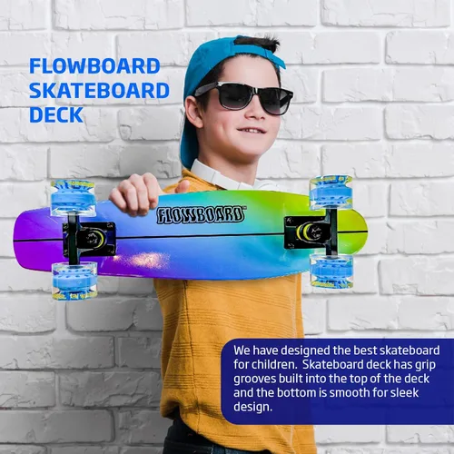 Vista 8 de Kids Complete Flowboard Skate Board W/Trucks and Light Up Wheels - Custom Scratch Free Graphics Great for Kids, Boys, Girls, Youth and Beginners 22