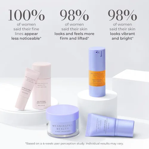Vista 7 de Meaningful Beauty Essentials Skincare System Advanced Formula Starter Kit, with Melon Super Antioxidants, Includes Youth Activating Melon Serum, Day