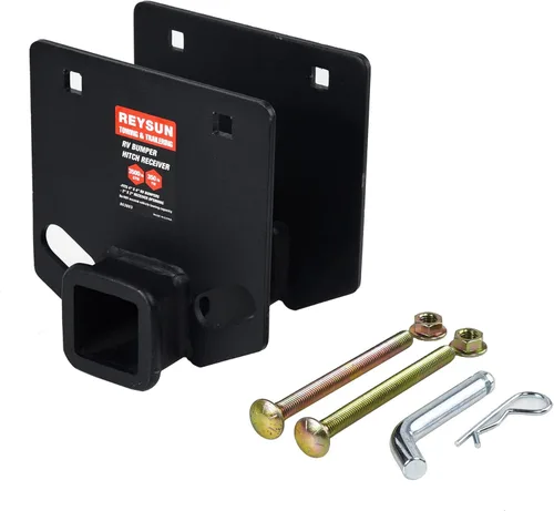 Vista 3 de Adaptador receptor de enganche de remolque 863803 para parachoques de RV, receptor de 2 pulgadas, se adapta a parachoques traseros cuadrados de 4