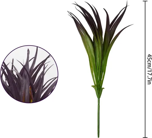 Vista 2 de 24 piezas de plantas de césped artificial, plantas falsas de plástico para exteriores, resistentes a los rayos UV, hierbas sintéticas de césped