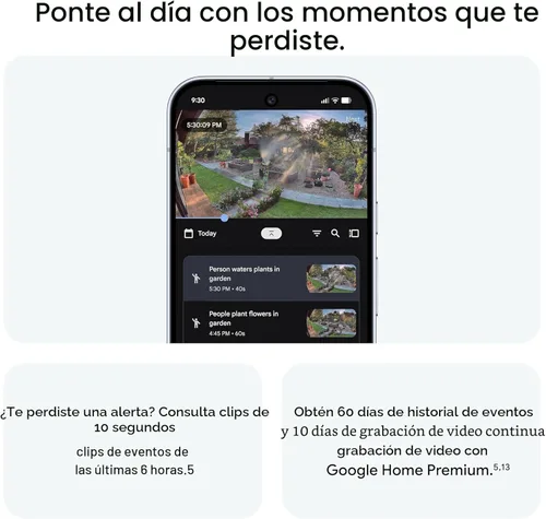 Vista 8 de Google Nest Cam Outdoor (cableada, 2.ª generación) - Cámara de seguridad con video 2K y Géminis, visión nocturna, audio bidireccional - Funciona