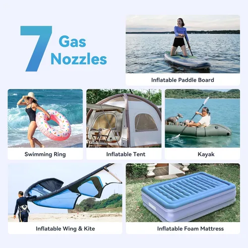 Vista 8 de 20PSI Electric Paddle Board Pump, Rechargeable Battery-Powered, Intelligent Dual Stage Inflation & Deflation, Auto-Off SUP Air Pump for Stand Up