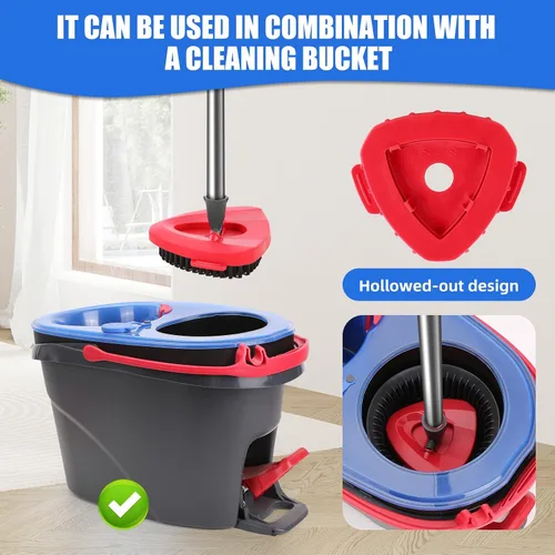 Vista 5 de Juego profesional de 6 piezas compatible con O-Ceda RinseClean, 4 cabezales de fregona de microfibra con base de ajuste preciso y cepillo