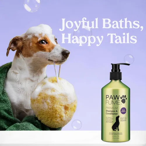 Vista 5 de PAWFUME - Spray de aseo para perros (lavanda) + champú y acondicionador para perros (lavanda real) + limpiador de oídos para perros
