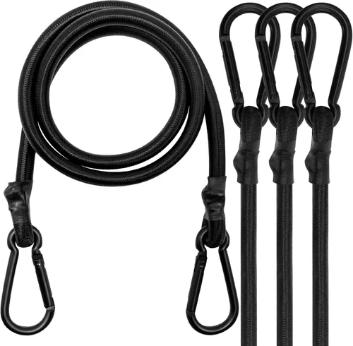 Vista 15 de Cuerdas elásticas con ganchos, cuerdas elásticas de servicio pesado de 8 pulgadas de largo con clip de mosquetón para exteriores, cuerda elástica