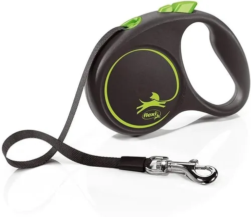 Flexi Cinta de diseño negro, correa retráctil para perros de hasta 55.1 lbs/55 libras