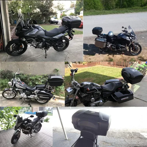 Vista 7 de AUTOINBOX caja universal para parte trasera de motocicleta Tronco, espacio de equipaje, 47 L dura con piezas de montaje, color negro