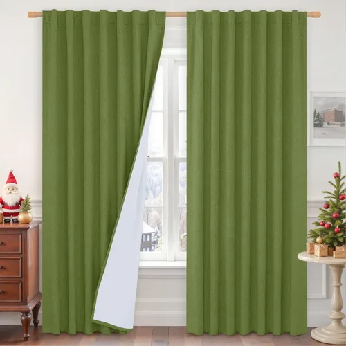 Vista 119 de LAMIT Cortinas opacas cortas de lino de 30 pulgadas para ventanas de cocina sobre el fregadero, cortinas de café texturizadas de lino marfil