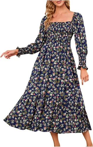 Women's Wedding Dresses for Guest Dress Floral Spring Layered Pleated Beach Swing Dress Summer Dresses Casual