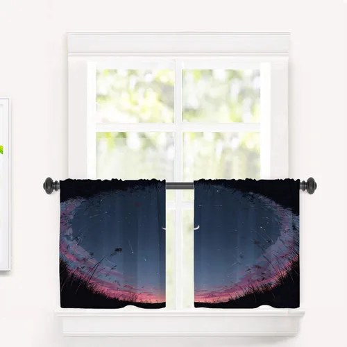 Vista 84 de Maritime Ocean Cafe Curtains,Anchors Nautical Art Blackout Tier Curtain Multilayer Polyester Short Kitchen Drapes 2 Pack 26X24 Inches