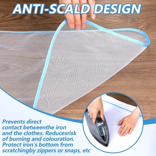 Vista 3 de Paño de prensado para planchar, 2 paños de planchar para proteger la ropa, tapete de hierro para ahorrar quemaduras, almohadilla aislante de malla