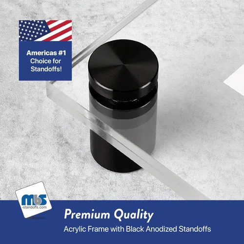 Vista 2 de Plotter Paper Direct Marco de pared acrílico transparente de 5 x 7 pulgadas con separadores de aluminio anodizado negro de 3/4 x 1 pulgada para arte