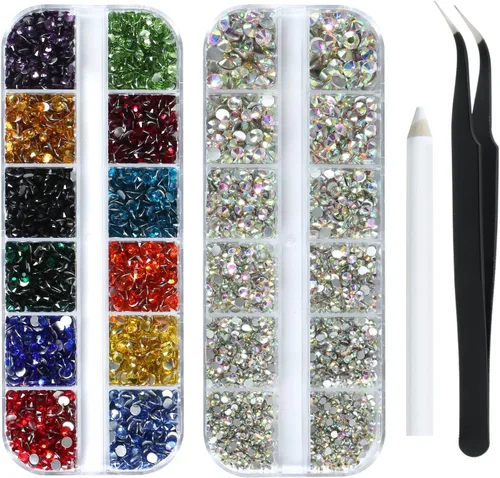 Vista 8 de Nibiru 3830 piezas de diamantes de imitación rojos multiformas de diamantes de imitación para decoración de joyas de arte de uñas, parte trasera