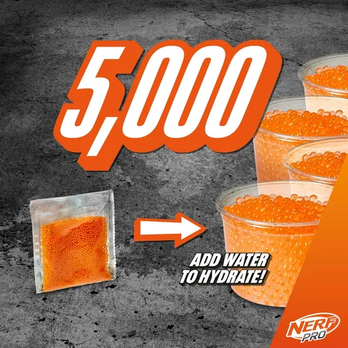 Vista 4 de Pistola Nerf Pro Gelfire Ghost de acción de proyectiles, cañón de impulso extraíble, 5000 rondas de gel, tolva integrada de 100 rondas, gafas