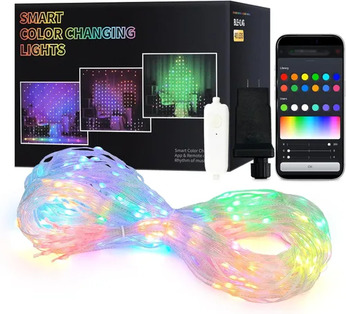 Vista 20 de JMEXSUSS - Cadena de luces de Navidad rojas y blancas de 300 LED con control remoto, luces de cortina de Navidad de 9.8x9.8 pies, enchufe, 8 modos