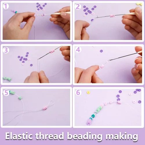 Vista 3 de Hilo elástico redondo de 0.016 in, cuerda elástica para pulsera de 295 pies, cuerda elástica transparente para hacer pulsera, reloj, llavero