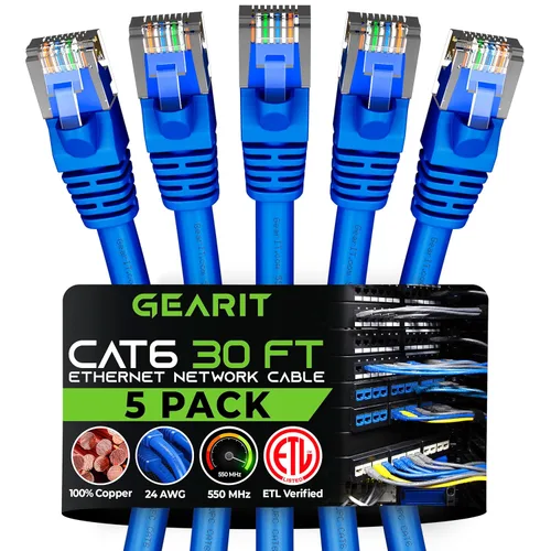Vista 12 de GEARit Paquete de Cables Ethernet Cat 6 - Paquete de 20 Cables de Conexión Ethernet Cat6 de 1 pie Cable de Conexión de Red RJ45, Conectores