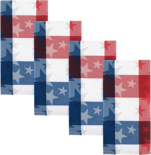 Newbridge Servilletas cuadradas de tela, juego de 4 servilletas, diseño de estrellas americanas, resistentes a las manchas y a las arrugas, para