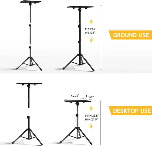 Vista 5 de Facilife Trípode para proyector, trípode para laptop, altura ajustable, de 22 a 47 pulgadas, soporte de trípode para proyector, trípode