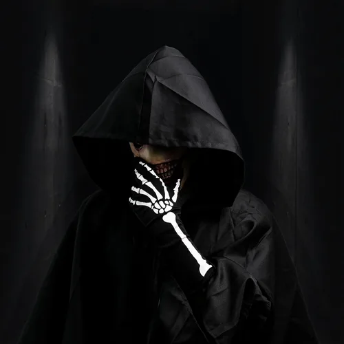 Vista 4 de Máscara de Halloween de demonio sonriente sin nariz, máscara de látex espeluznante, máscara de monstruo Leatherface de terror, máscara de fantasma