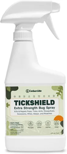 Vista 9 de Cedarcide Protector de garrapatas extra fuerte Aceite de cedro Deep Woods y repelente de mosquitos en aerosol mata y repele garrapatas, pulgas