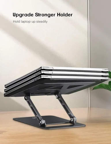 Vista 6 de Aoviho Soporte ajustable para laptop para escritorio, soporte portátil y elevador, soporte plegable de aluminio para computadora portátil