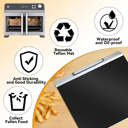 Vista 5 de Revestimiento de horno compatible con freidora de aire de puerta francesa Ninja, 4 forros de horno para la parte inferior del horno para puerta