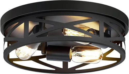 Vista 13 de ZHU YAN Paquete de 2 lámparas de techo de montaje empotrado, accesorios de iluminación de granja para pasillo, accesorios de iluminación industrial